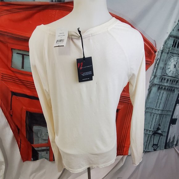 n:PHILANTHROPY  Ivory  Distressed  White Andrea Long sleeve shirt size M - Picture 7 of 10